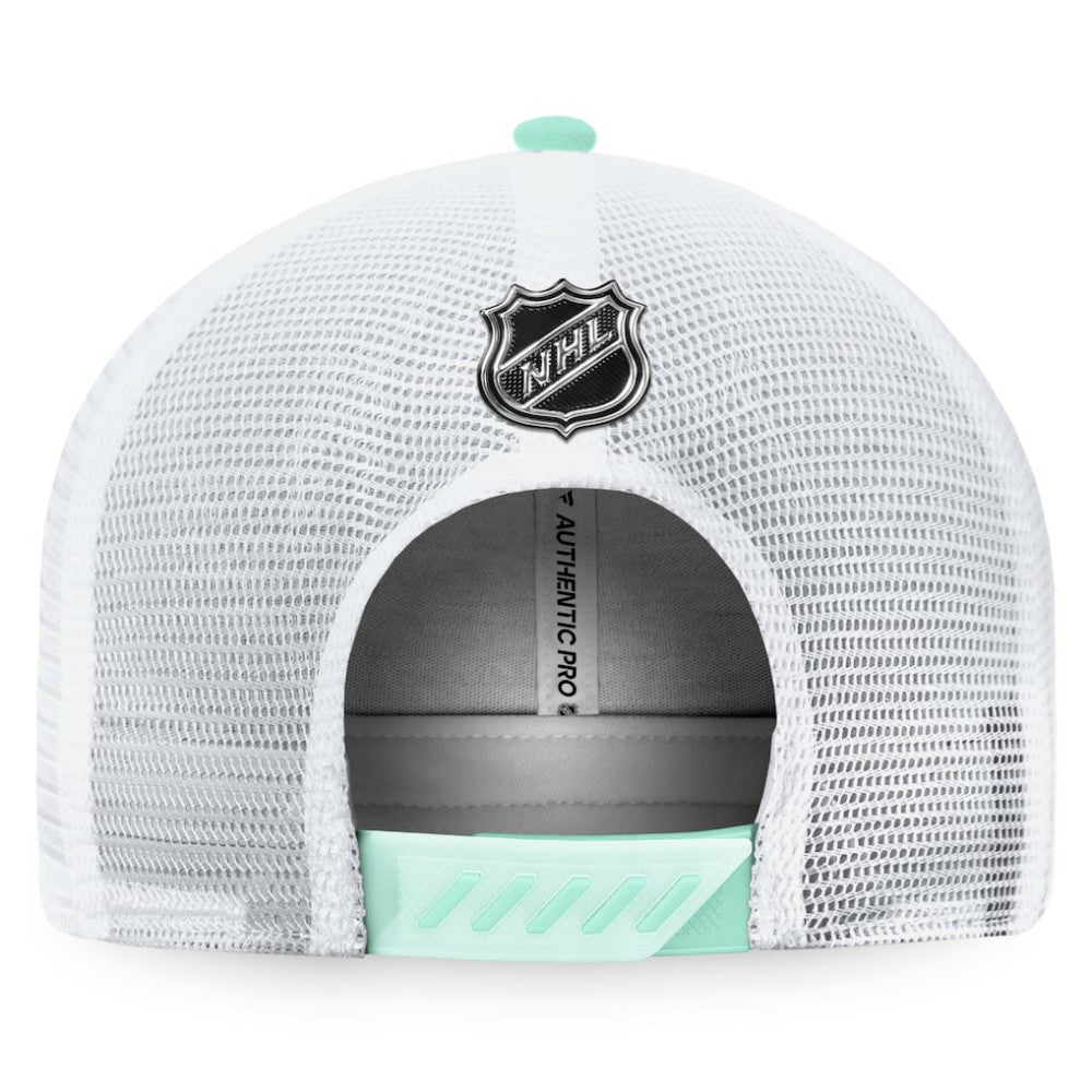Seattle Kraken Fanatics 2022 NHL Draft Authentic Pro On Stage Trucker Adjustable Hat - Navy/White Hats