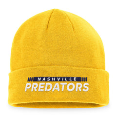 Nashville Predators Fanatics Authentic Pro Rink Cuffed Knit Hat - Gold Hats