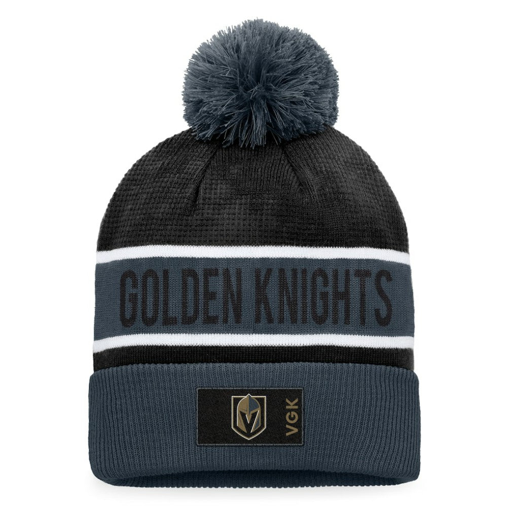 Vegas Golden Knights Fanatics Authentic Pro Rink Cuffed Knit Hat with Pom - Gray/Black Hats