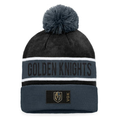Vegas Golden Knights Fanatics Authentic Pro Rink Cuffed Knit Hat with Pom - Gray/Black Hats