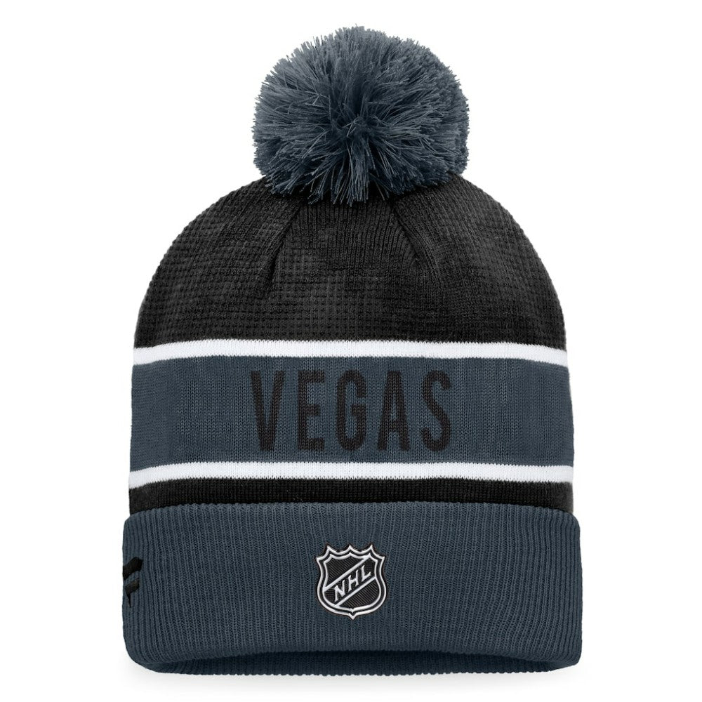 Vegas Golden Knights Fanatics Authentic Pro Rink Cuffed Knit Hat with Pom - Gray/Black Hats