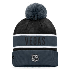 Vegas Golden Knights Fanatics Authentic Pro Rink Cuffed Knit Hat with Pom - Gray/Black Hats