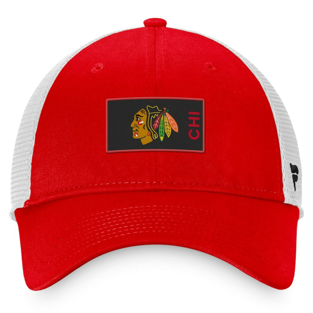 Chicago Blackhawks Fanatics Authentic Pro Rink Trucker Snapback Hat - Red Hats