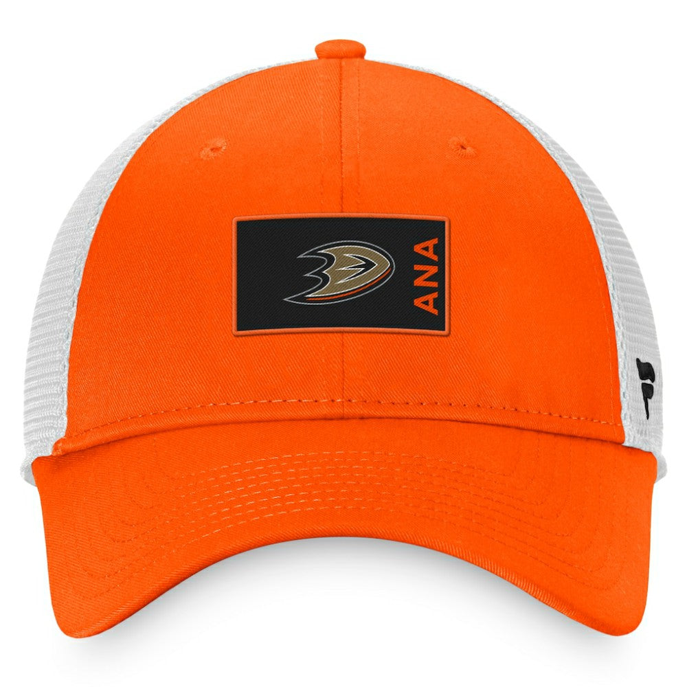 Anaheim Ducks Fanatics Authentic Pro Rink Trucker Snapback Hat - Orange/White Hats