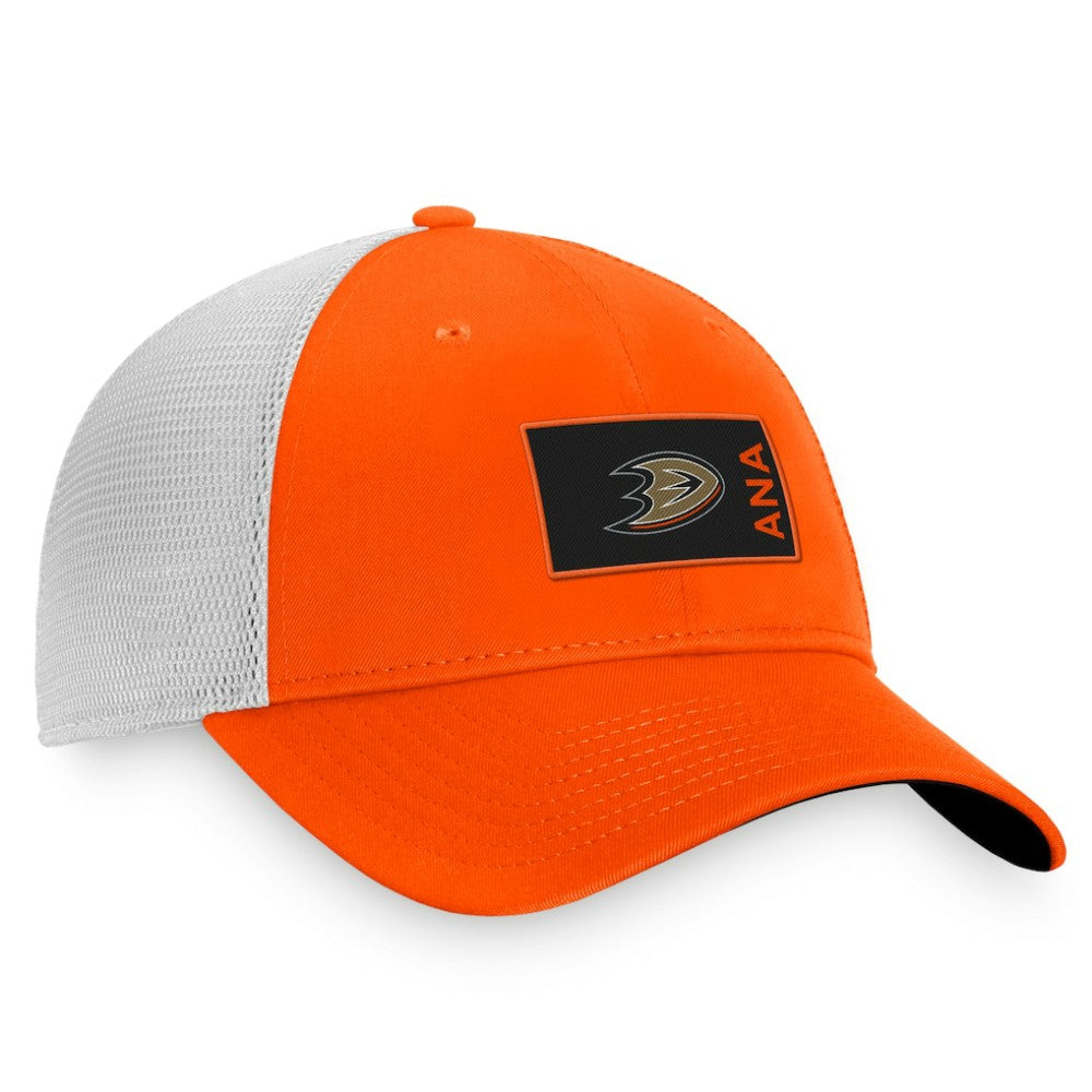 Anaheim Ducks Fanatics Authentic Pro Rink Trucker Snapback Hat - Orange/White Hats