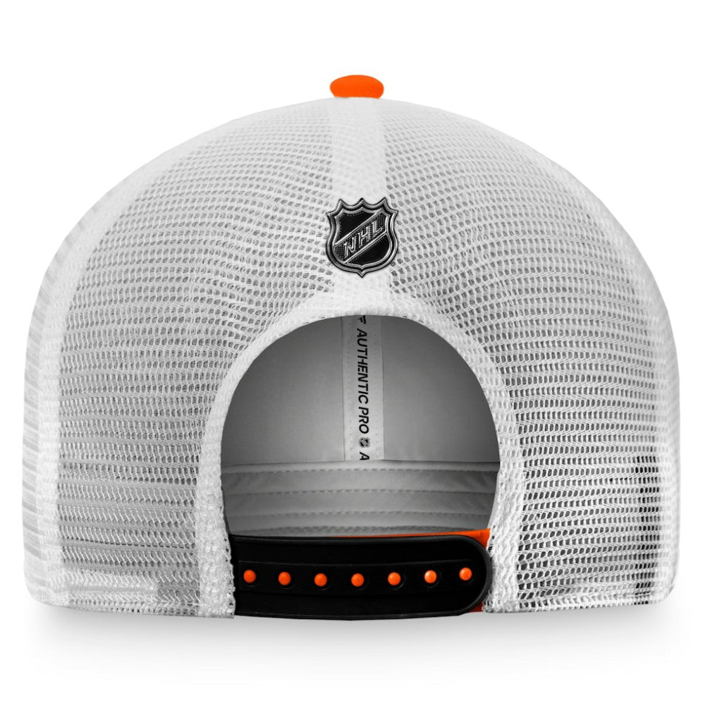 Anaheim Ducks Fanatics Authentic Pro Rink Trucker Snapback Hat - Orange/White Hats