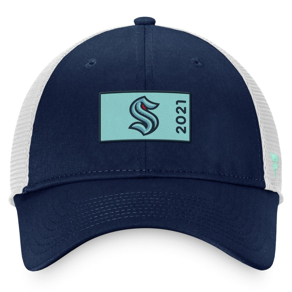 Seattle Kraken Fanatics Authentic Pro Rink Trucker Snapback Hat - Deep Sea Blue/White Hats