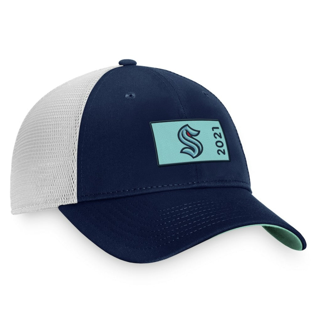 Seattle Kraken Fanatics Authentic Pro Rink Trucker Snapback Hat - Deep Sea Blue/White Hats
