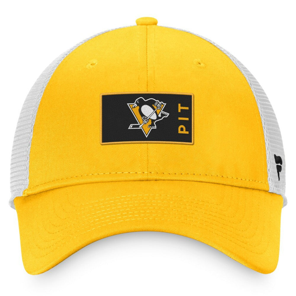 Pittsburgh Penguins Fanatics Authentic Pro Rink Trucker Snapback Hat - Gold/White Hats