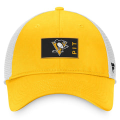 Pittsburgh Penguins Fanatics Authentic Pro Rink Trucker Snapback Hat - Gold/White Hats