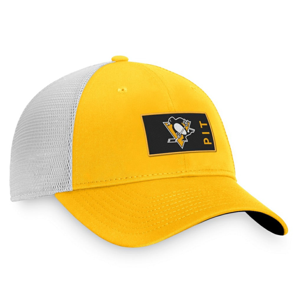 Pittsburgh Penguins Fanatics Authentic Pro Rink Trucker Snapback Hat - Gold/White Hats