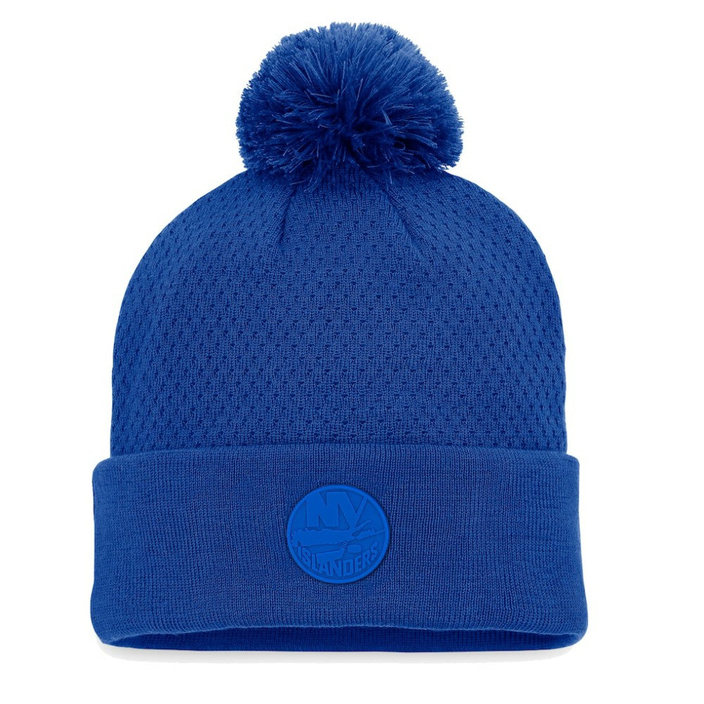 New York Islanders Fanatics Women's Authentic Pro Road Cuffed Knit Hat with Pom - Royal Hats
