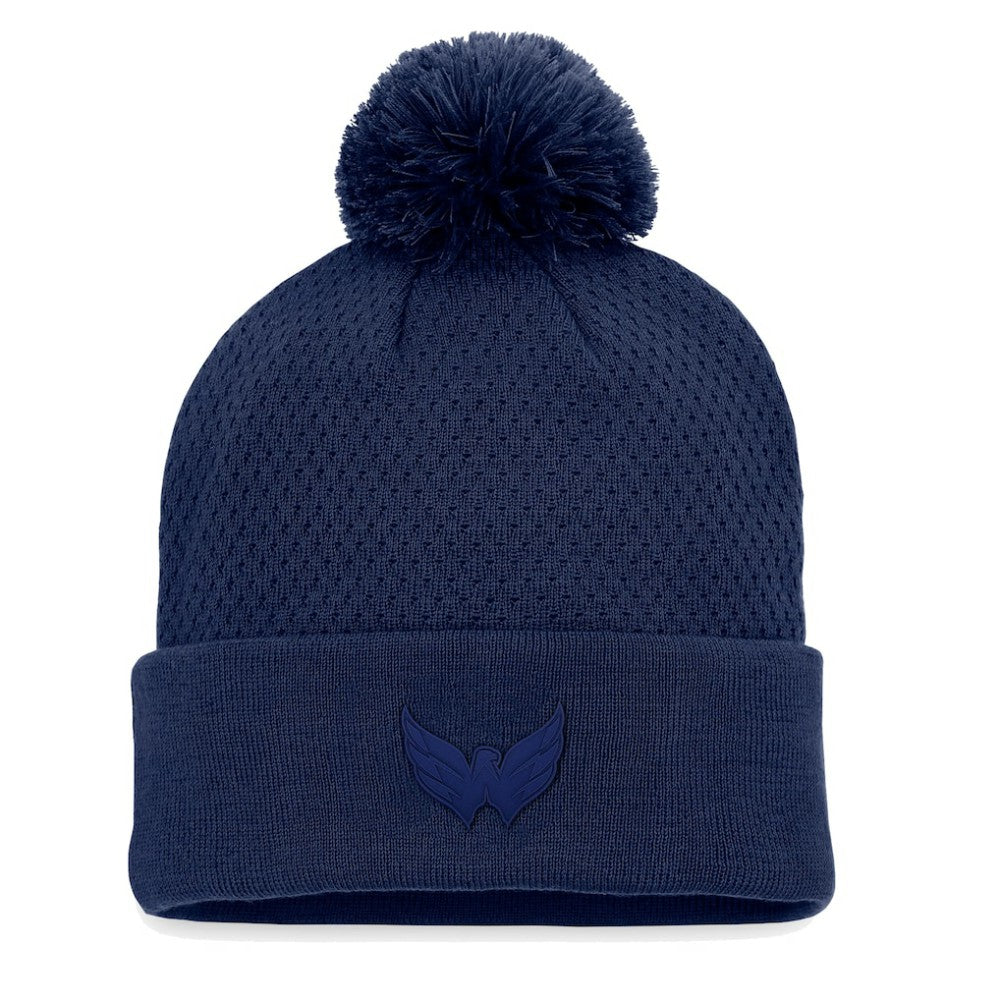 Washington Capitals Fanatics Women's Authentic Pro Road Cuffed Knit Hat with Pom - Navy Hats