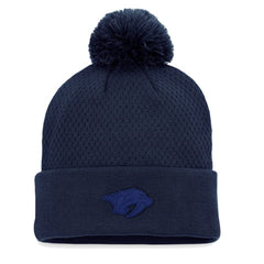 Nashville Predators Fanatics Women's Authentic Pro Road Cuffed Knit Hat with Pom - Navy Hats
