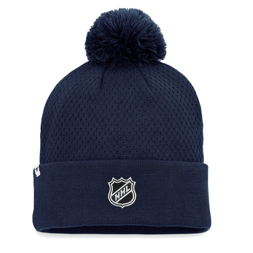 Nashville Predators Fanatics Women's Authentic Pro Road Cuffed Knit Hat with Pom - Navy Hats