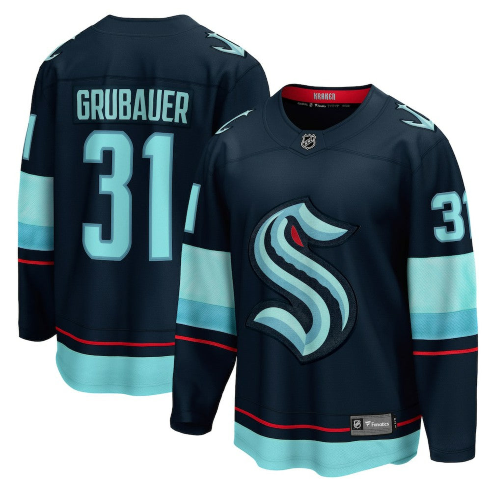 Philipp Grubauer Seattle Kraken Fanatics Home Breakaway Player Jersey - Navy Jerseys
