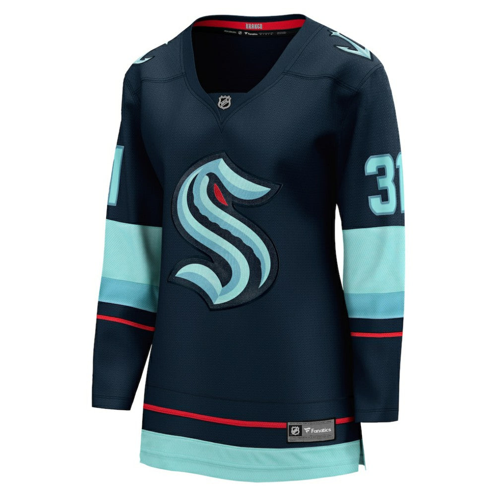 Philipp Grubauer Seattle Kraken Fanatics Women's Home Breakaway Player Jersey - Navy Jerseys