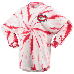 Montreal Canadiens Women's Spiral Tie-Dye Long Sleeve T-Shirt - Red T-shirts