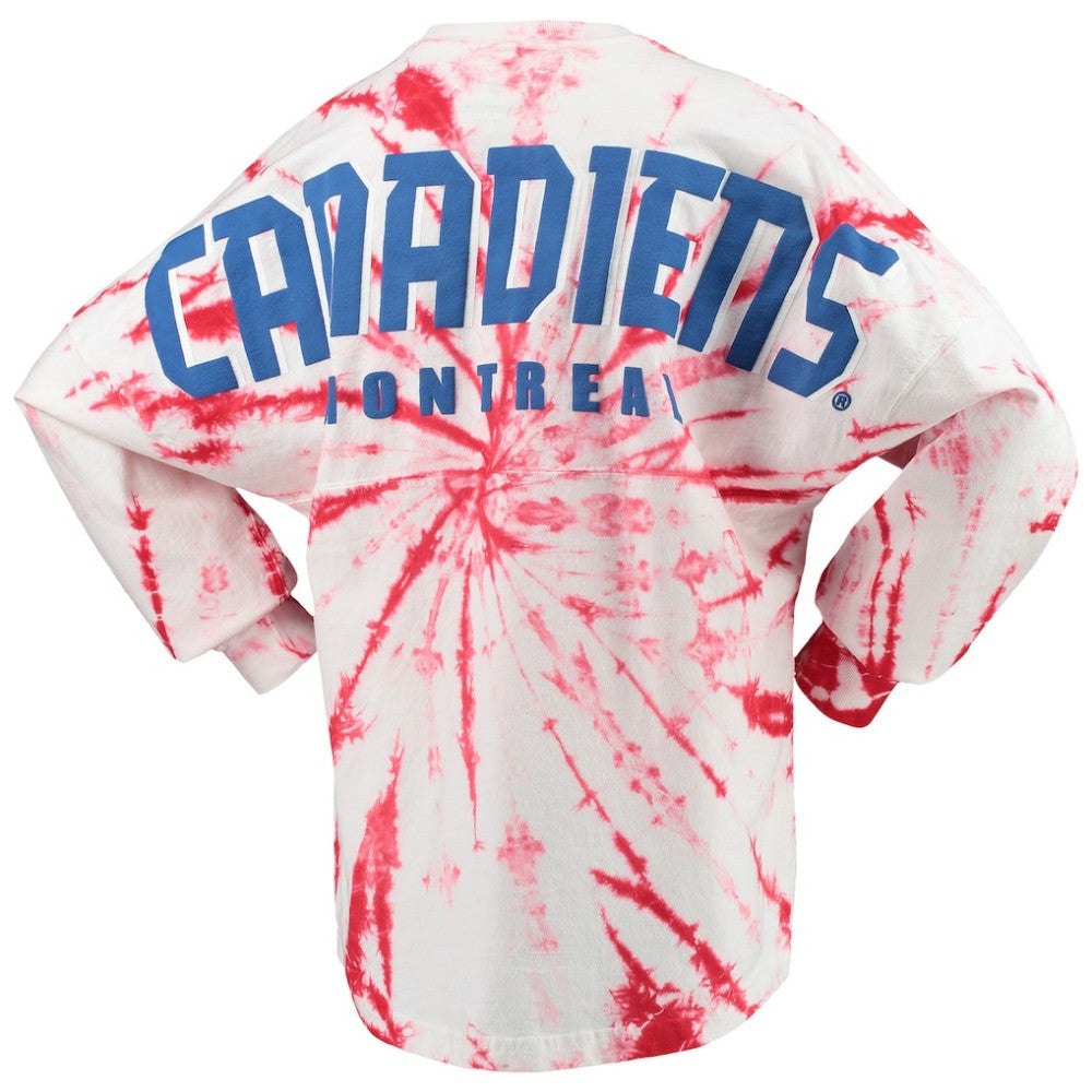 Montreal Canadiens Women's Spiral Tie-Dye Long Sleeve T-Shirt - Red T-shirts
