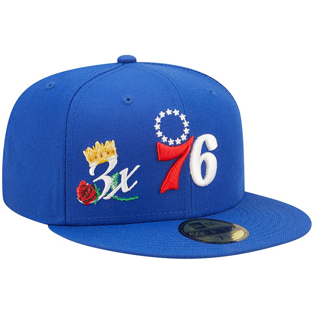 Philadelphia 76ers 3x NBA Finals Champions Crown 59FIFTY Fitted Hat - Royal on sale