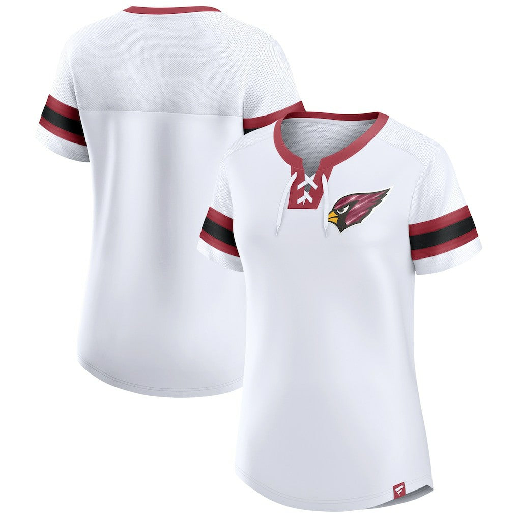 Arizona Cardinals Women's Sunday Best Lace-Up T-Shirt - White for sale