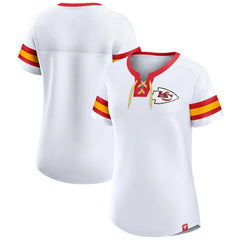 Kansas City Chiefs Women's Sunday Best Lace-Up T-Shirt - White sale