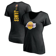 LeBron James Los Angeles Lakers Women's #6 Playmaker Name & Number V-Neck T-Shirt - Black outlet