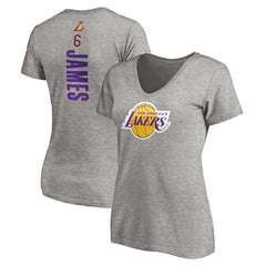 LeBron James Los Angeles Lakers Women's #6 Playmaker Name & Number V-Neck T-Shirt - Heathered Gray for sale