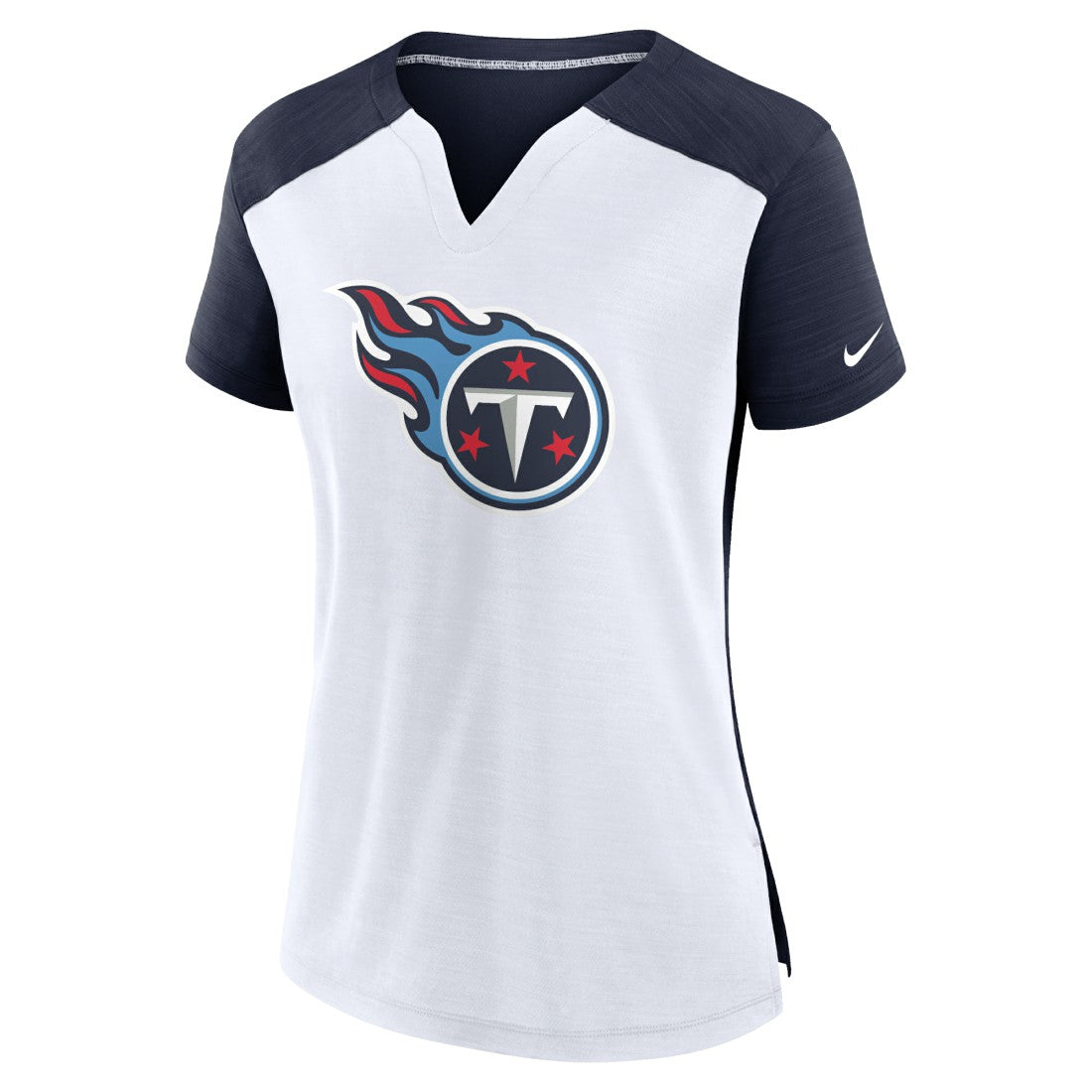 Tennessee Titans Women's Impact Exceed Performance Notch Neck T-Shirt - White/Navy on sale