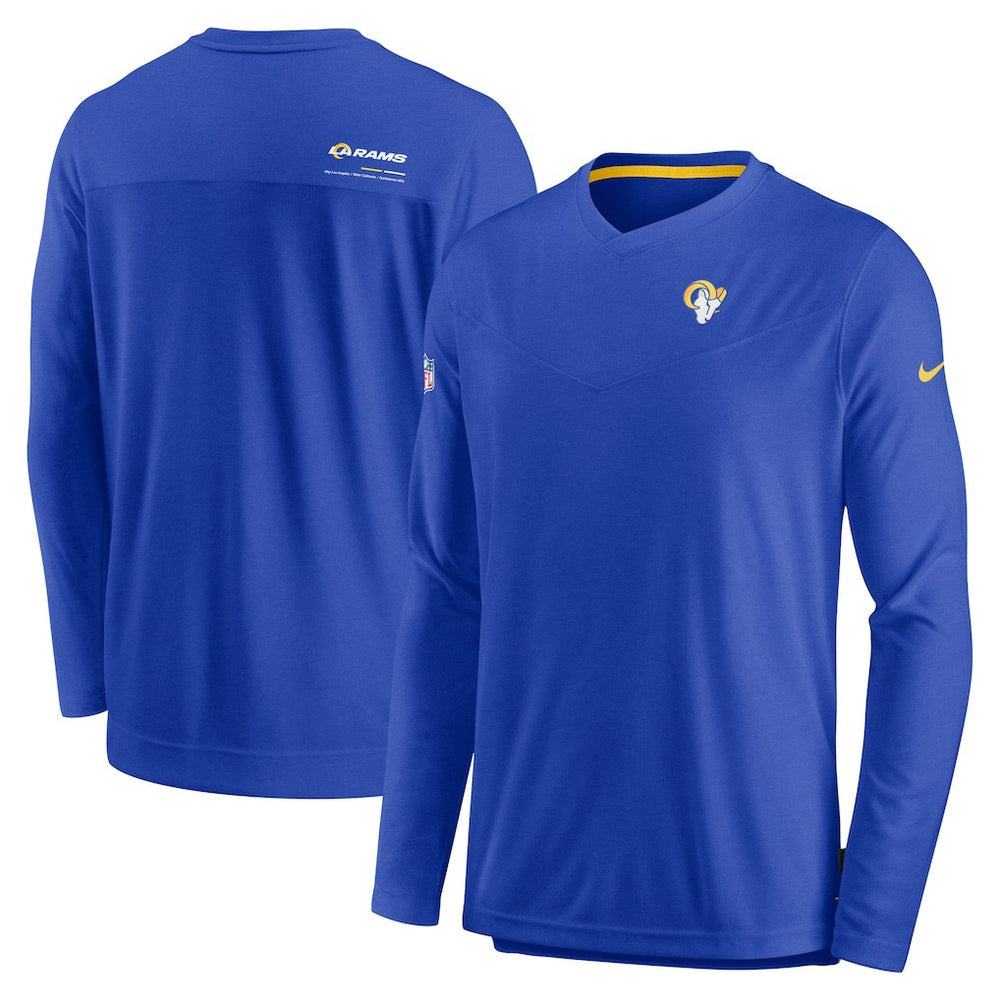 Los Angeles Rams Sideline Coach Chevron Lock Up Long Sleeve V-Neck Performance T-Shirt - Royal online
