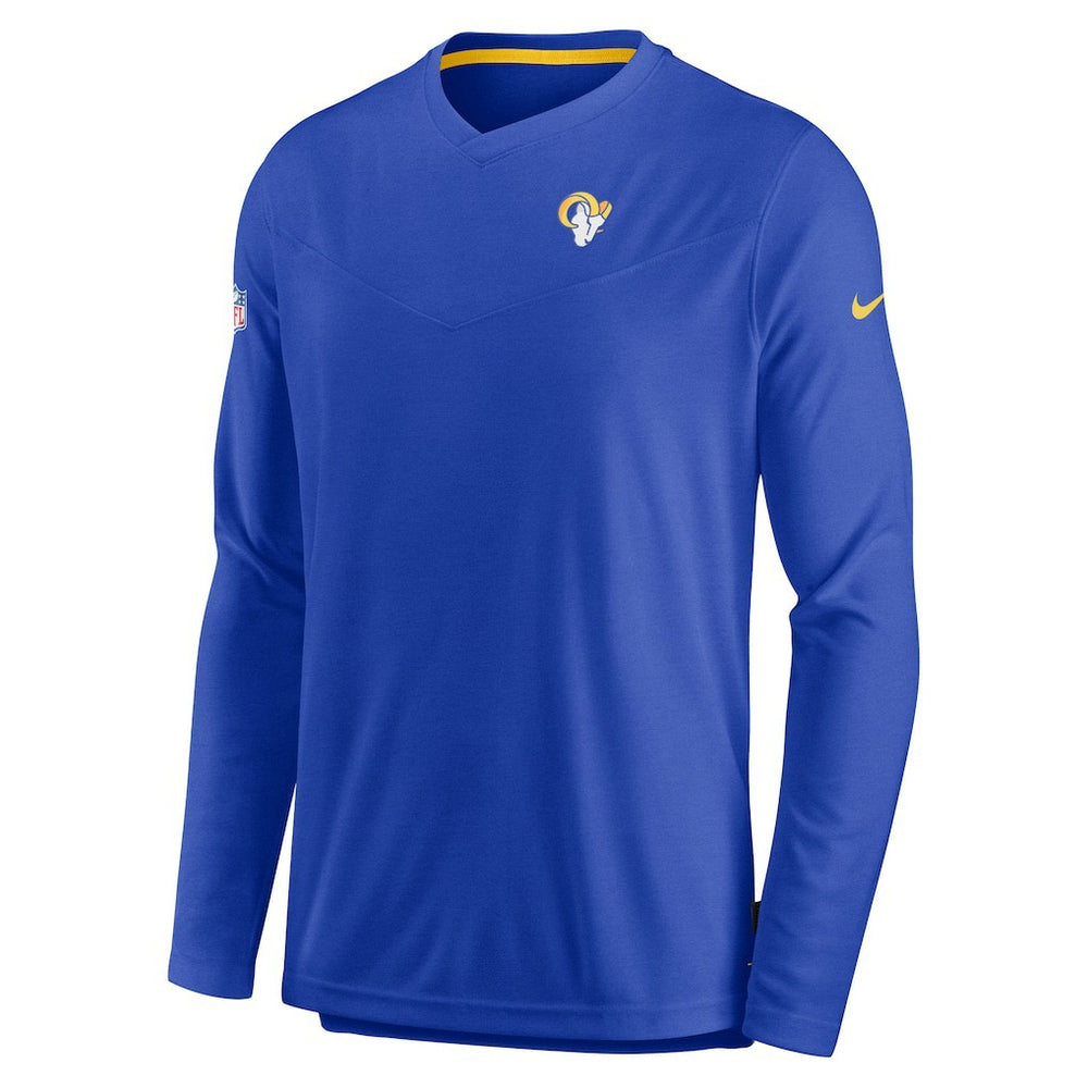 Los Angeles Rams Sideline Coach Chevron Lock Up Long Sleeve V-Neck Performance T-Shirt - Royal online