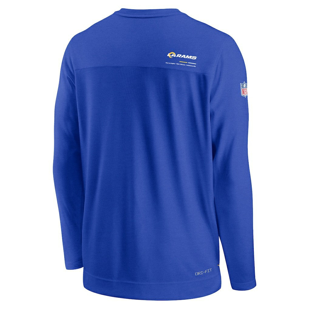 Los Angeles Rams Sideline Coach Chevron Lock Up Long Sleeve V-Neck Performance T-Shirt - Royal online