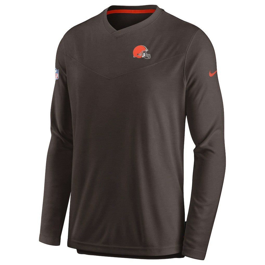 Cleveland Browns Sideline Coach Chevron Lock Up Long Sleeve V-Neck Performance T-Shirt - Brown for sale