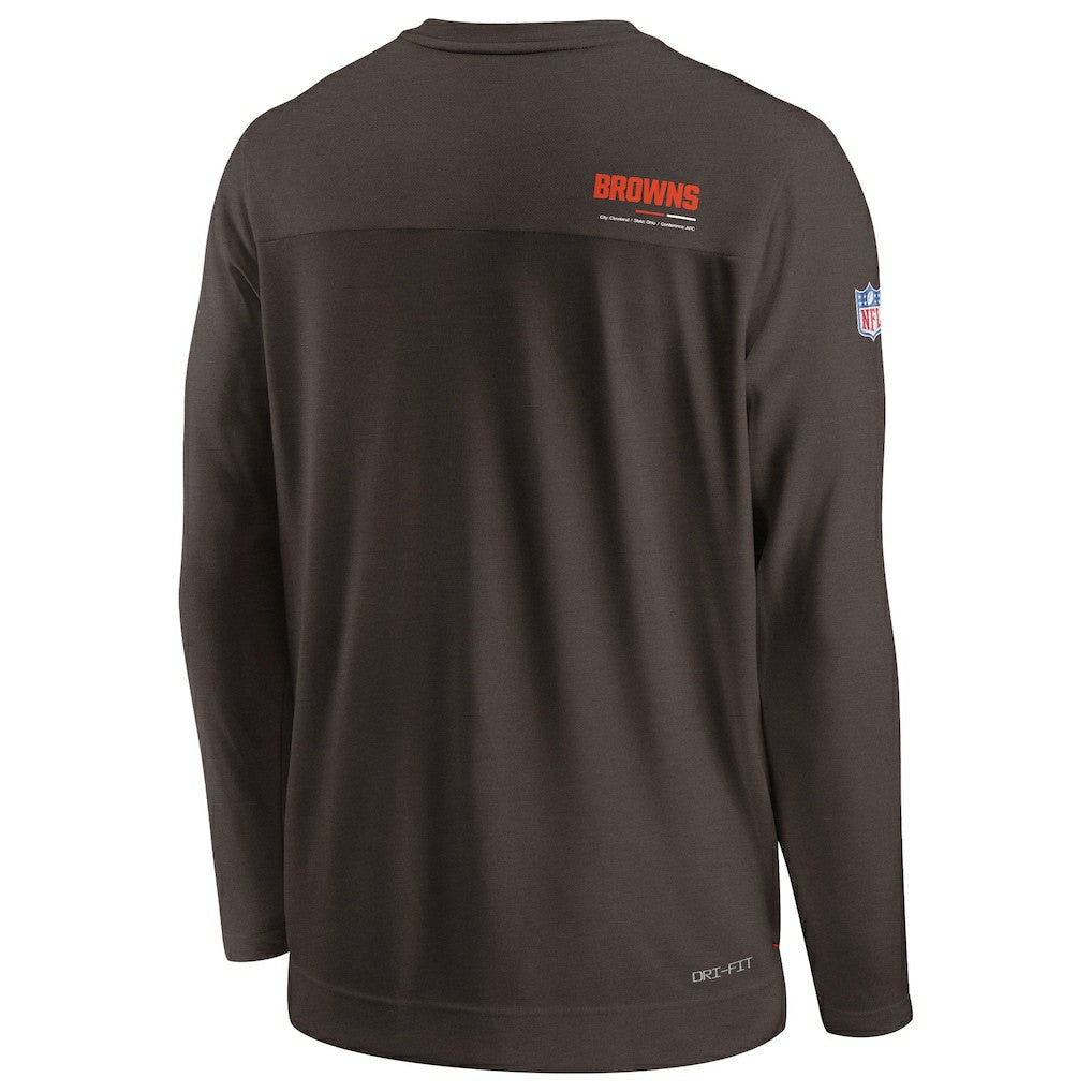 Cleveland Browns Sideline Coach Chevron Lock Up Long Sleeve V-Neck Performance T-Shirt - Brown for sale