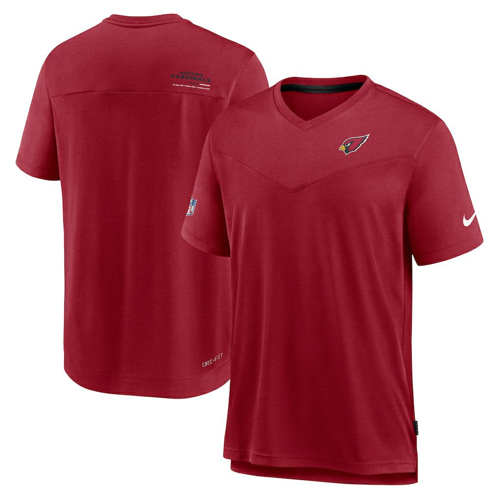 Arizona Cardinals Sideline Coach Chevron Lock Up Logo V-Neck Performance T-Shirt - Cardinal sale