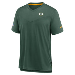 Green Bay Packers Sideline Coach Chevron Lock Up Logo V-Neck Performance T-Shirt - Heather Kelly Green on sale