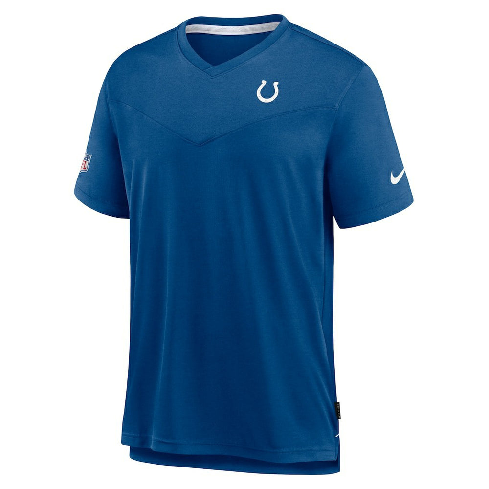 Indianapolis Colts Sideline Coach Chevron Lock Up Logo V-Neck Performance T-Shirt - Royal online