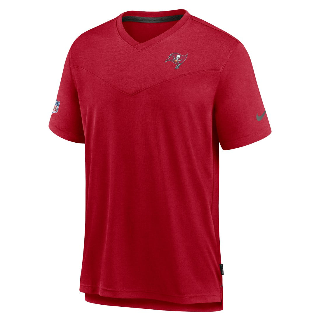 Tampa Bay Buccaneers Sideline Coach Chevron Lock Up Logo V-Neck Performance T-Shirt - Red discount