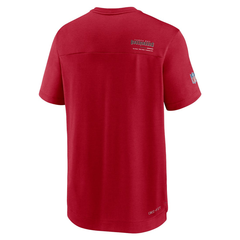 Tampa Bay Buccaneers Sideline Coach Chevron Lock Up Logo V-Neck Performance T-Shirt - Red discount