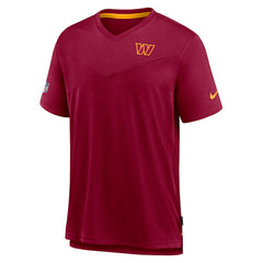 Washington Commanders Sideline Coach Chevron Lock Up Logo V-Neck Performance T-Shirt - Burgundy cheap