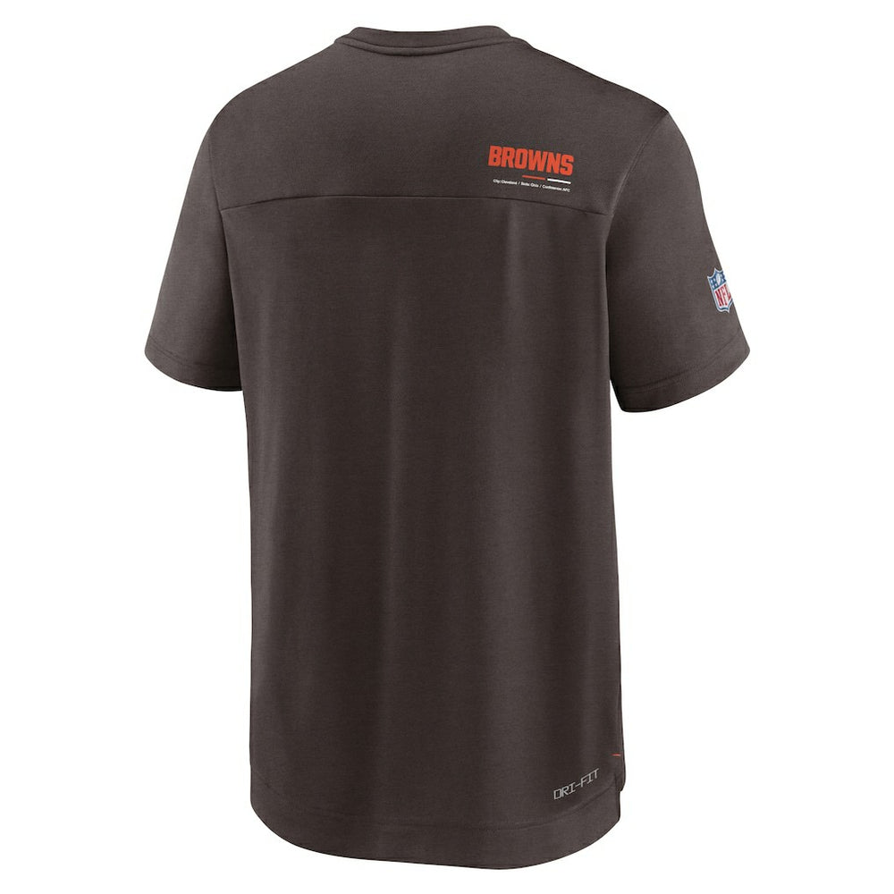 Cleveland Browns Sideline Coach Chevron Lock Up Logo V-Neck Performance T-Shirt - Brown outlet