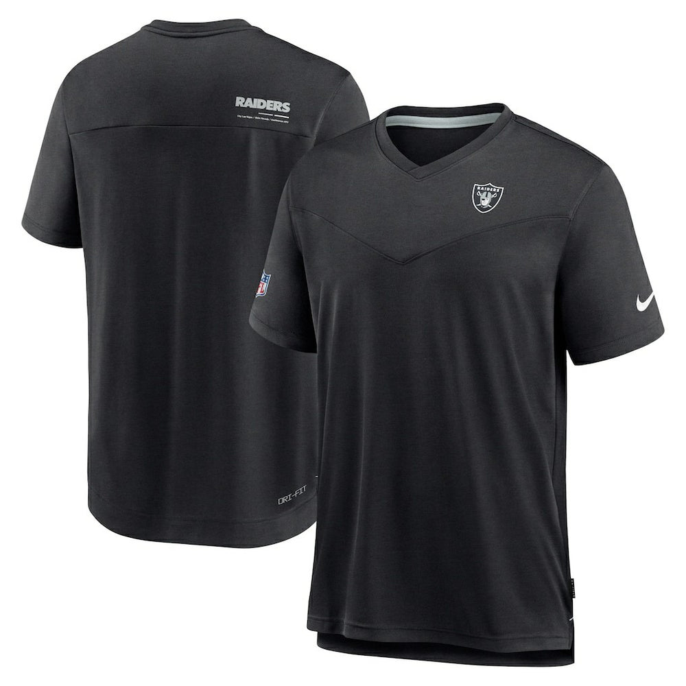 Las Vegas Raiders Sideline Coach Chevron Lock Up Logo V-Neck Performance T-Shirt - Black on sale