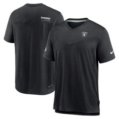 Las Vegas Raiders Sideline Coach Chevron Lock Up Logo V-Neck Performance T-Shirt - Black on sale