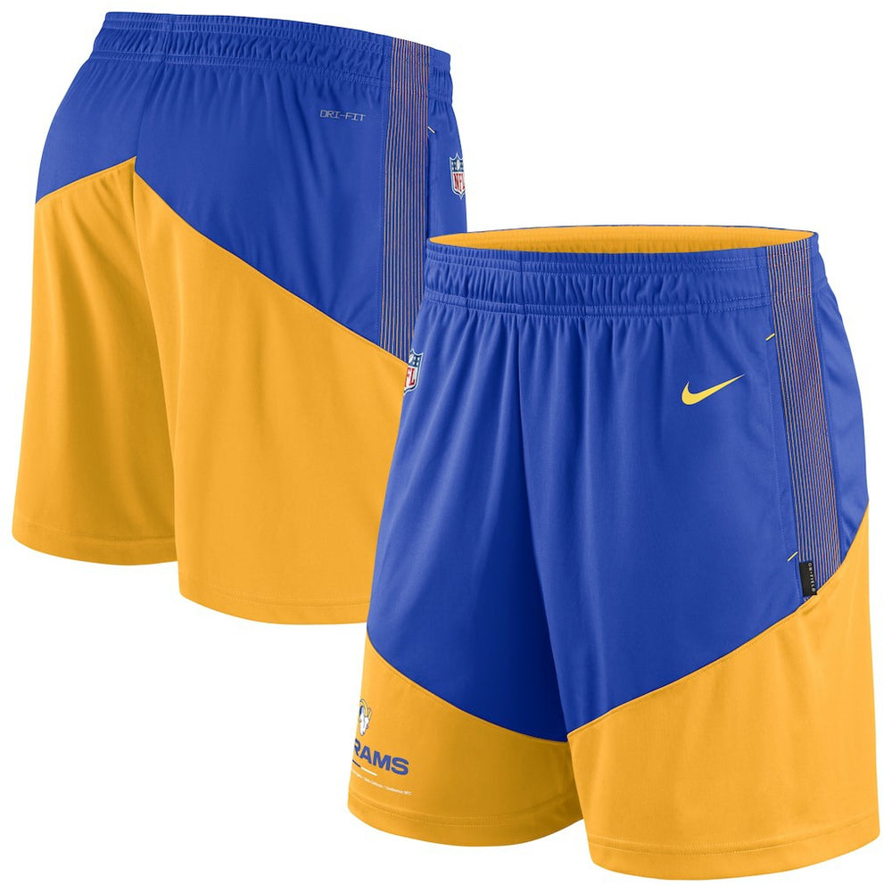Los Angeles Rams Sideline Primary Lockup Performance Shorts - Royal/Gold discount