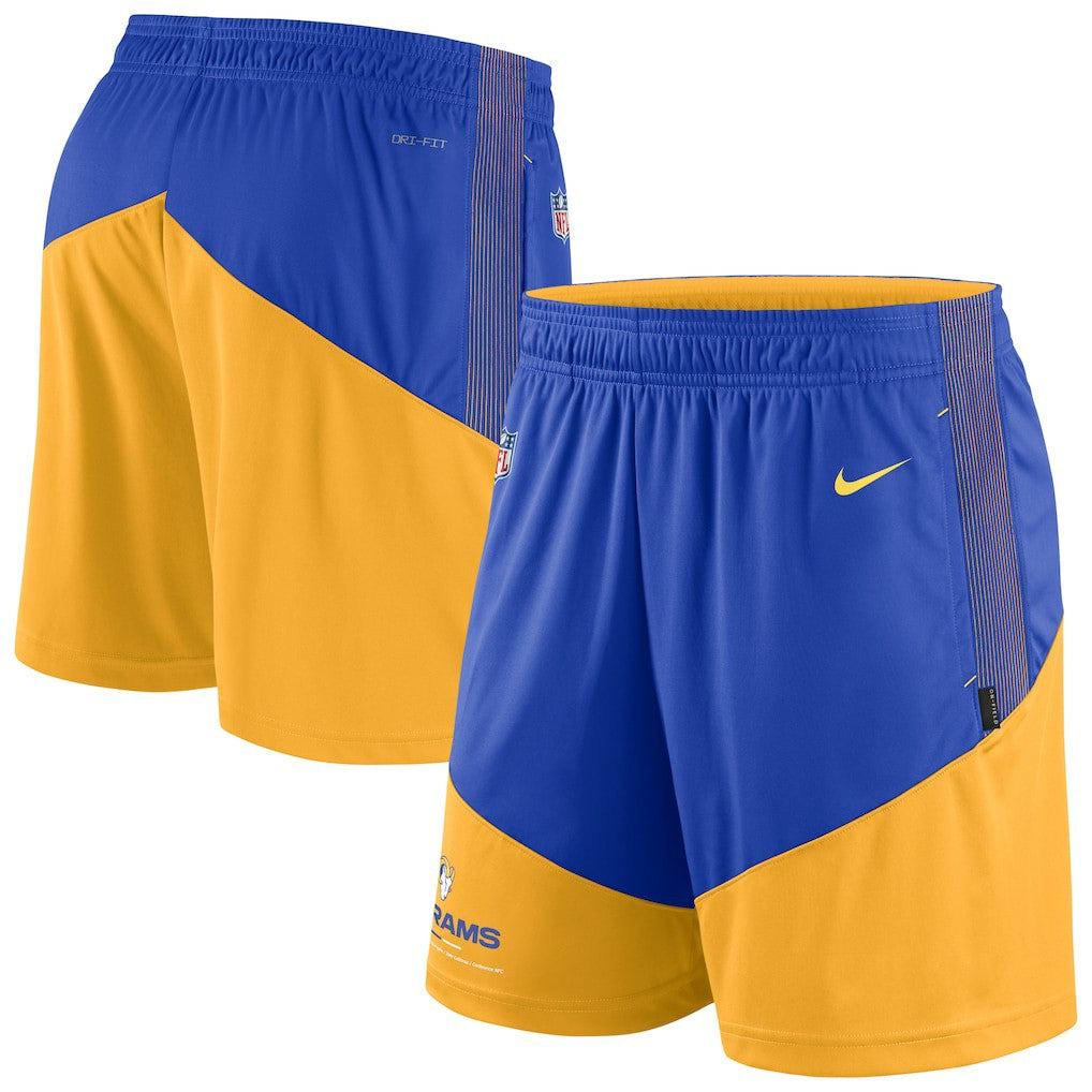 Los Angeles Rams Sideline Primary Lockup Performance Shorts - Royal/Gold discount