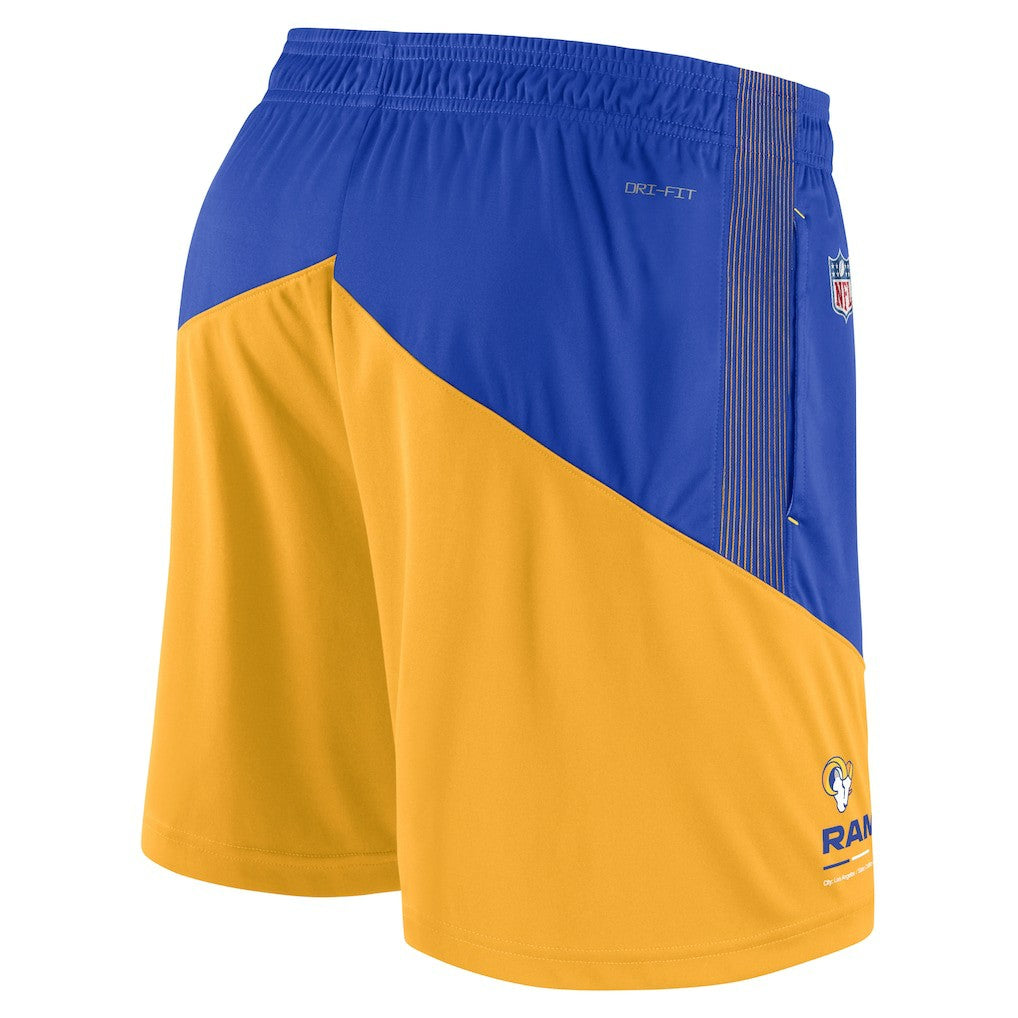 Los Angeles Rams Sideline Primary Lockup Performance Shorts - Royal/Gold discount