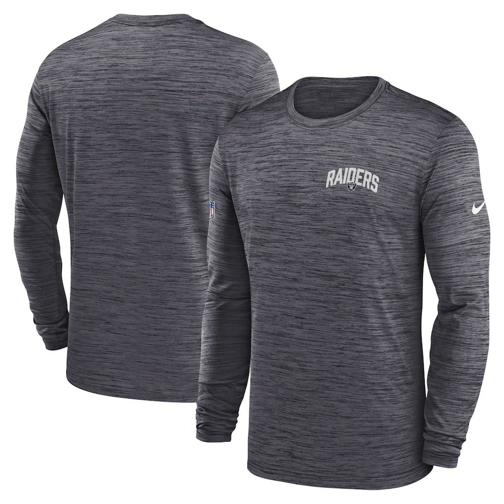 Las Vegas Raiders Sideline Velocity Athletic Stack Performance Long Sleeve T-Shirt - Charcoal outlet