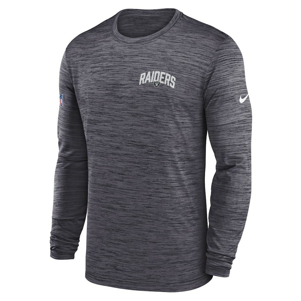 Las Vegas Raiders Sideline Velocity Athletic Stack Performance Long Sleeve T-Shirt - Charcoal outlet