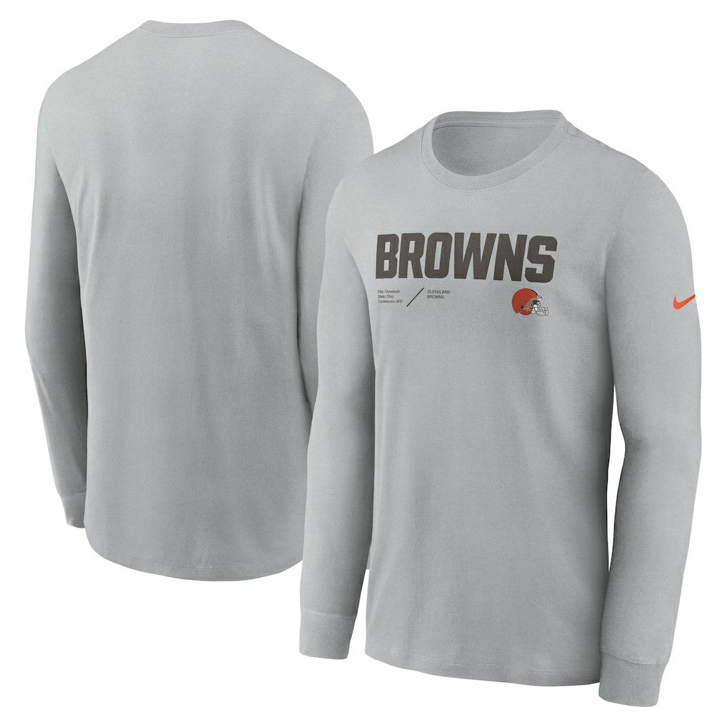 Cleveland Browns Sideline Infograph Lock Up Performance Long Sleeve T-Shirt - Silver for sale