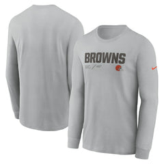 Cleveland Browns Sideline Infograph Lock Up Performance Long Sleeve T-Shirt - Silver for sale